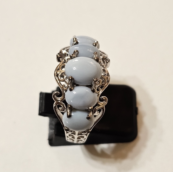 Vintage Genuine Larimar Platinum/925 Ring Sz 9. - Picture 7 of 11